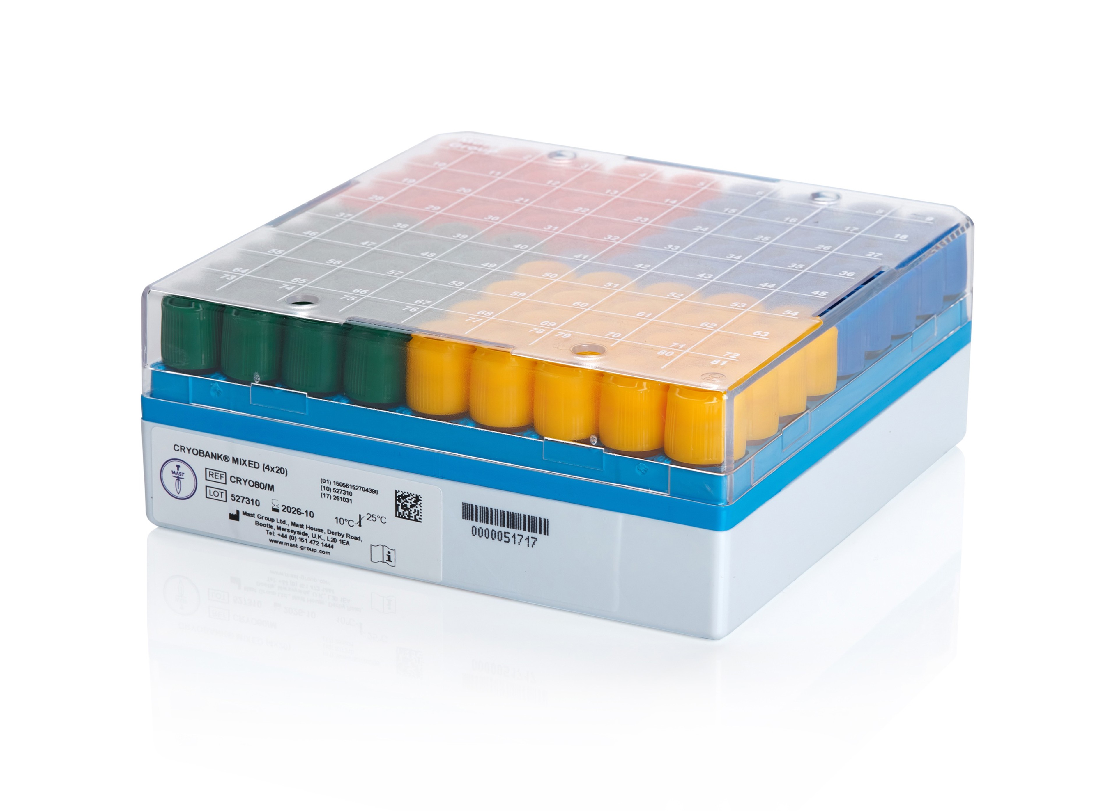 CRYOBANK® barcodiert - trocken gemischt 80 Cryoröhrchen ohne Medium